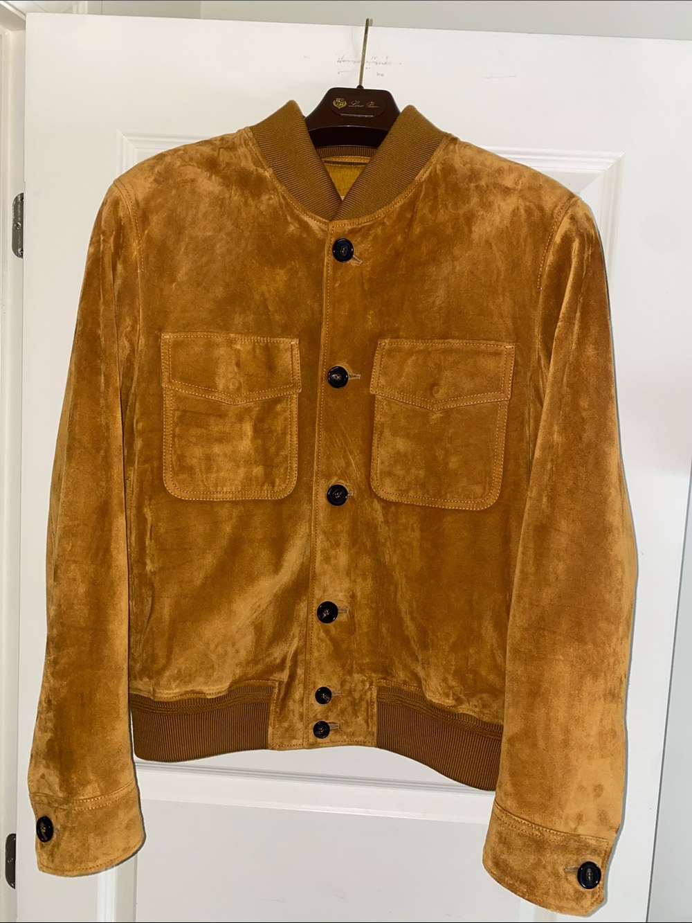 Loro Piana Suede Bomber Jacket in Tan